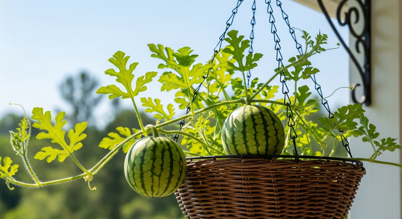 Wassermelonenanbau zu Hause – Wassermelonen-Hängekorb content image