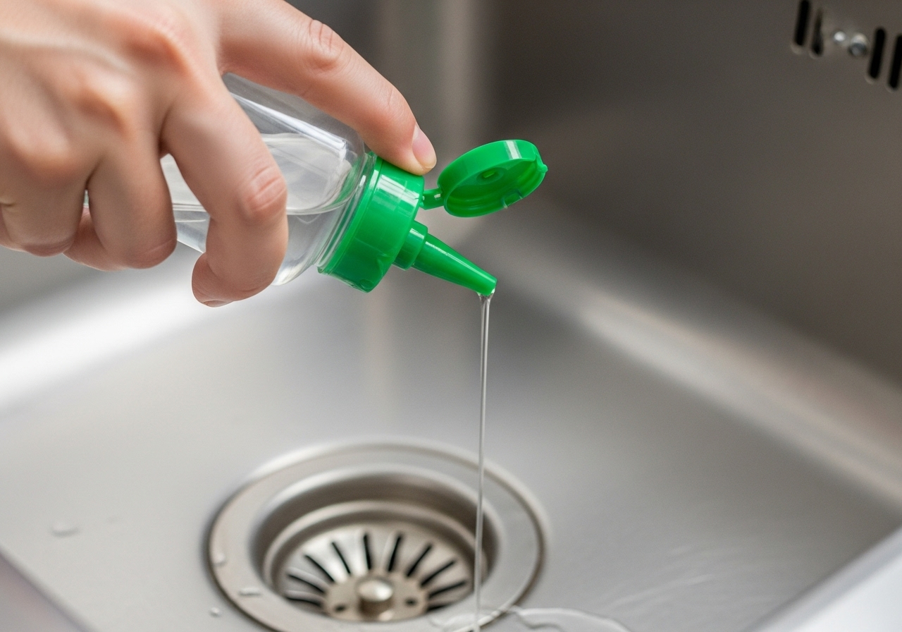 Wie man einen verstopften Abfluss mit Spülmittel und heißem Wasser befreit content image