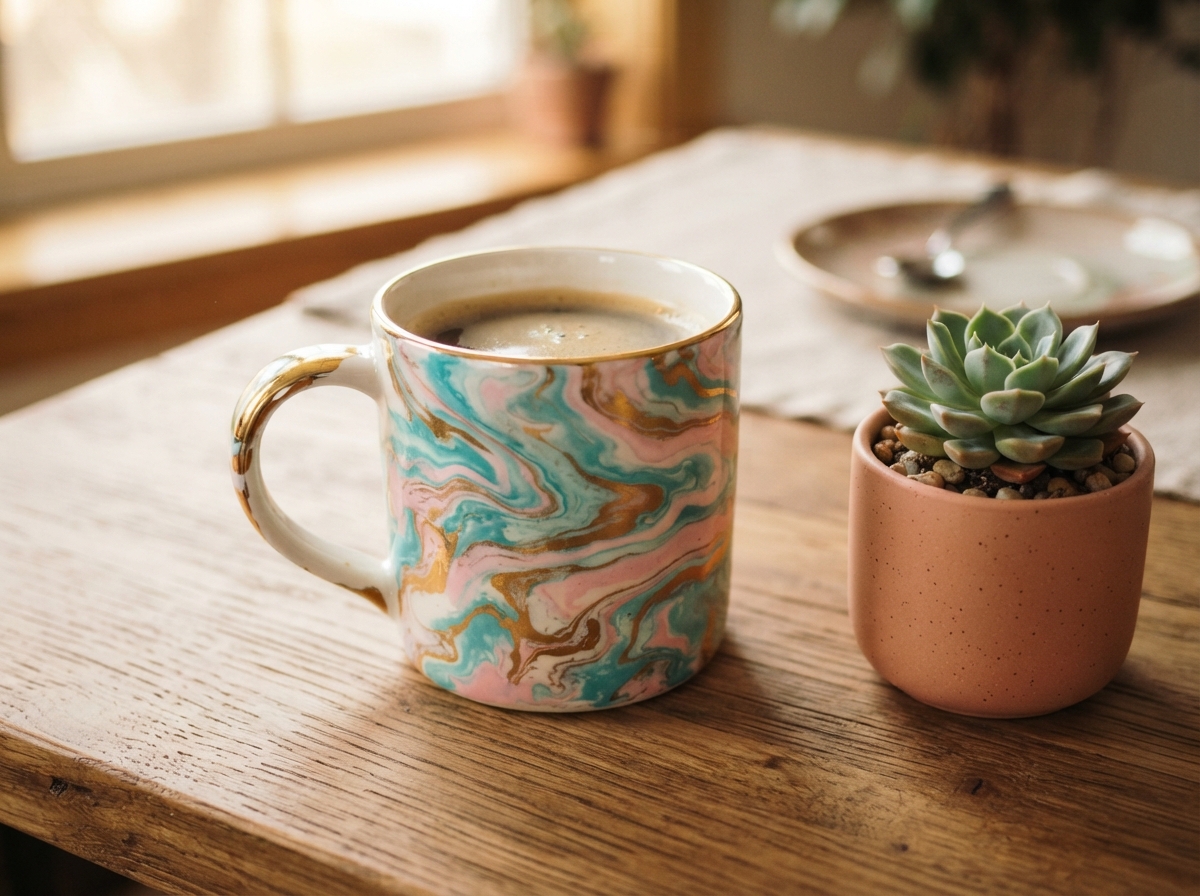 DIESE FRAU MACHTE AUS EINER TASSE, EINEM ZAHN-STOCHER UND NAGELLACK ETWAS FANTASTISCHES. content image